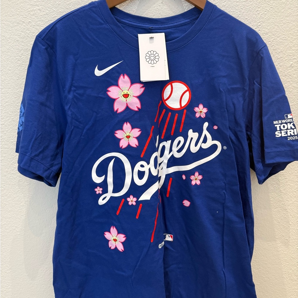 Takashi Murakami MLB World Tour Tokyo Series 2025 Dodgers Tee Blue Large